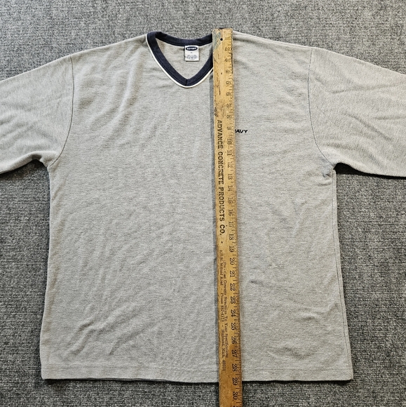 Vintage Old Navy Ringer V-Neck Thermal XL Long Sleeve Retro 90s Y2K Gray Navy​ - Picture 6 of 7
